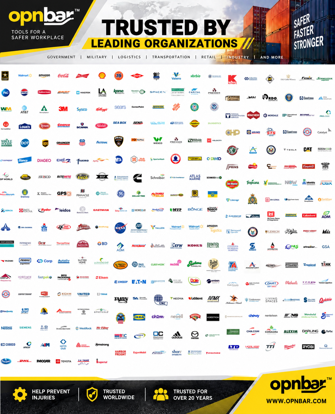 Opnbar Trusted Organizations Poster OPNBar poster: "Trusted by leading organizations" with grid of customer logos