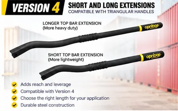OPNBar Version 4 short and long top bar extensions for triangular handles